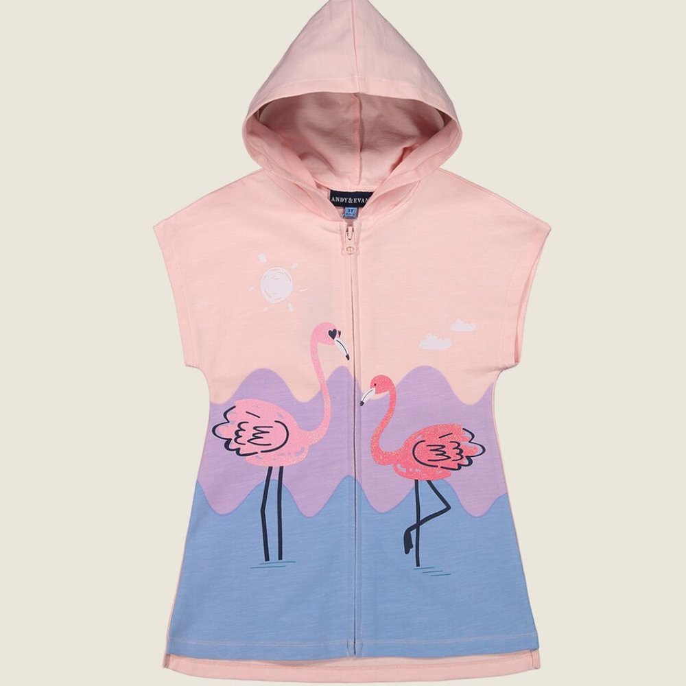 ANDY & EVAN (2T) FLAMINGO HOODED SWIM COVER-UP